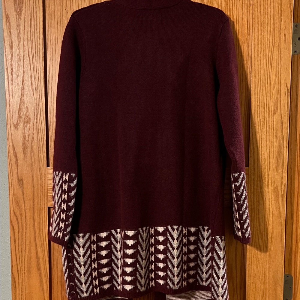 Frye Women's Deep Burgundy Cardigan with Geometric Details - Picture 6 of 6